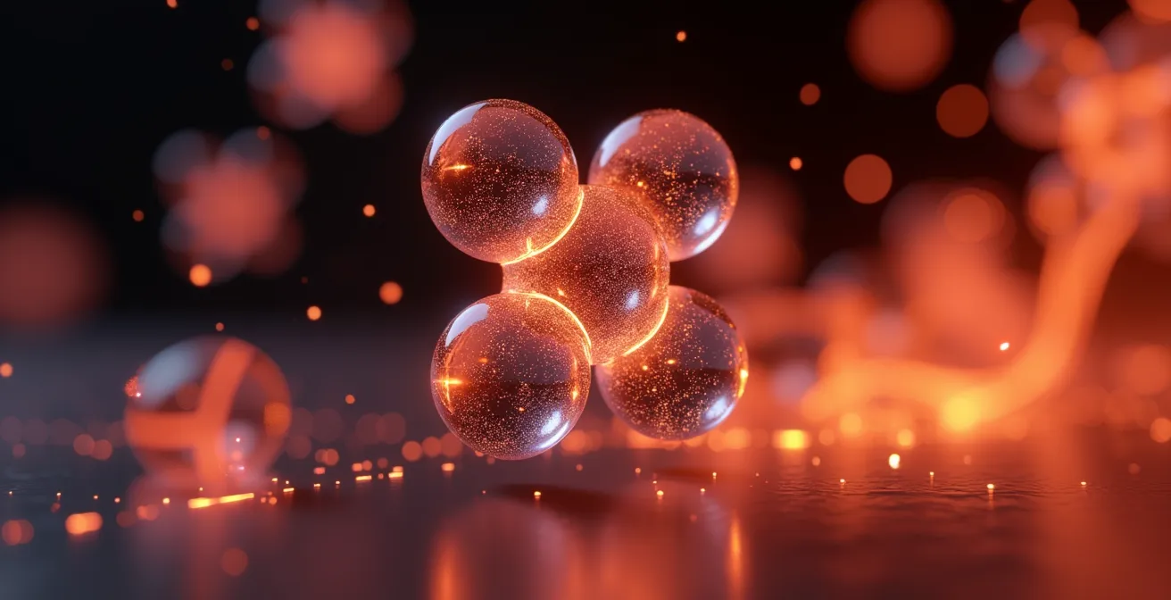 Detailed visualization of methane molecules absorbing infrared radiation wavelengths