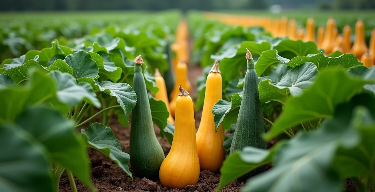 Mixed agricultural field showing diverse crop species growing together with varying heights and colors