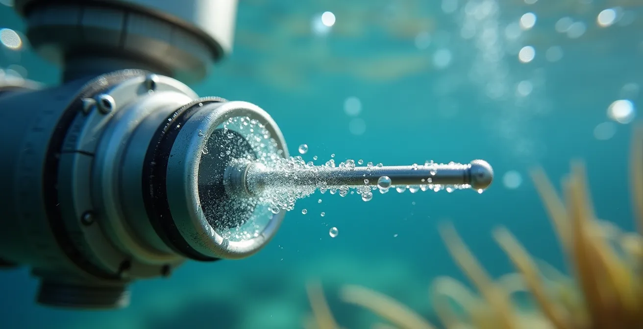 Professional monitoring buoy equipment measuring ocean chemistry in coastal waters at different times of day