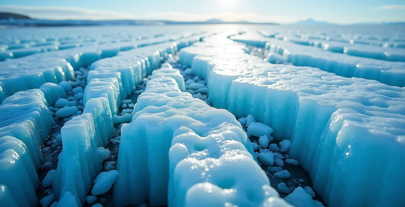 Satellite radar interferogram showing calving rifts and grounding line retreat on Thwaites Glacier