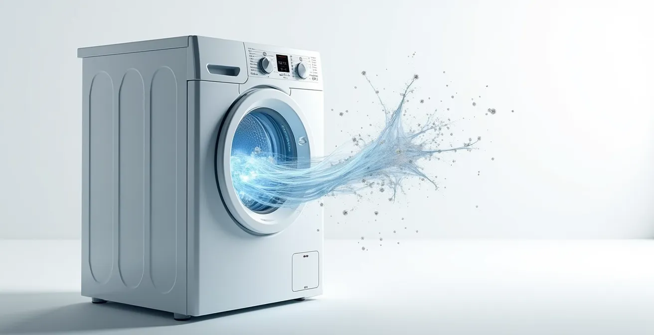 Cross-section view of washing machine with microfiber filtration system